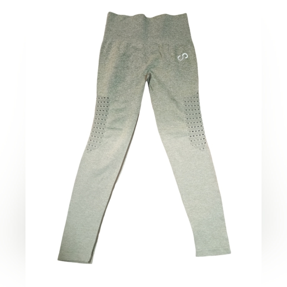Curves N Combatboots Light Gray Seamless Active Leggings with Knee Vent